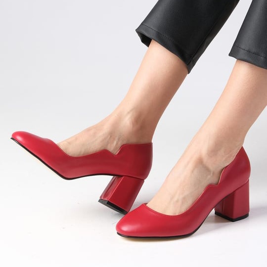 Pantofi ELVIRA roșii din piele naturală - imagine 5