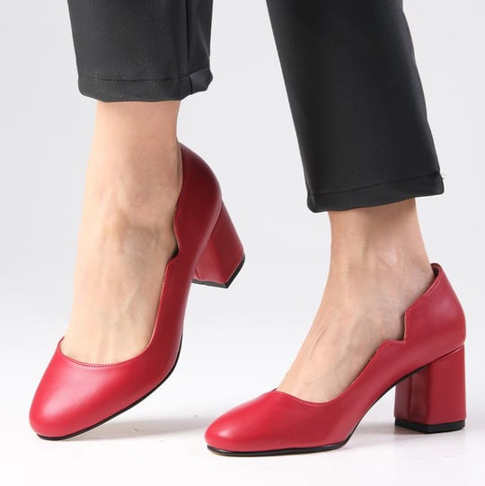 Pantofi ELVIRA roșii din piele naturală - imagine 3