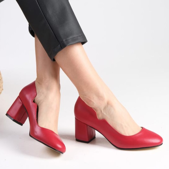 Pantofi ELVIRA roșii din piele naturală - imagine 6