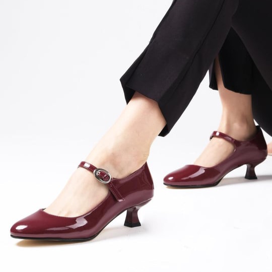 Pantofi NOEMI bordo din piele lucioasă - imagine 3