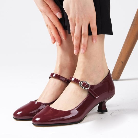 Pantofi NOEMI bordo din piele lucioasă - imagine 2