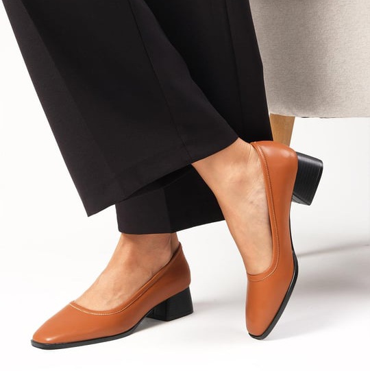 Pantofi STELA maro din piele naturală - imagine 4