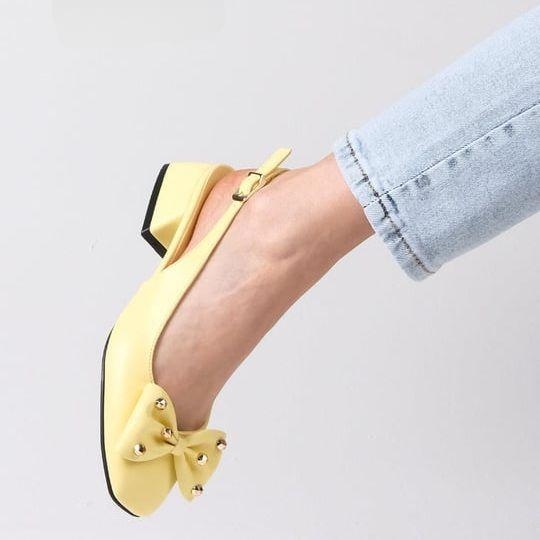 Pantofi LUIZA galbeni din piele naturală - imagine 5