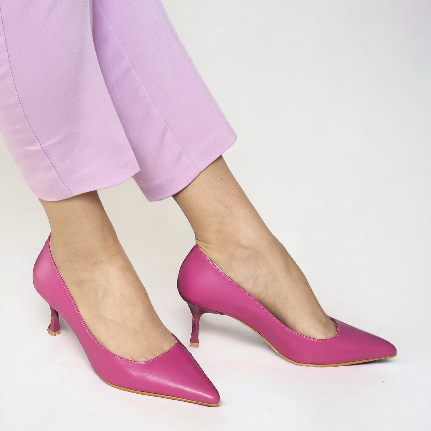 Pantofi CARMEN fuchsia din piele naturală - imagine 5