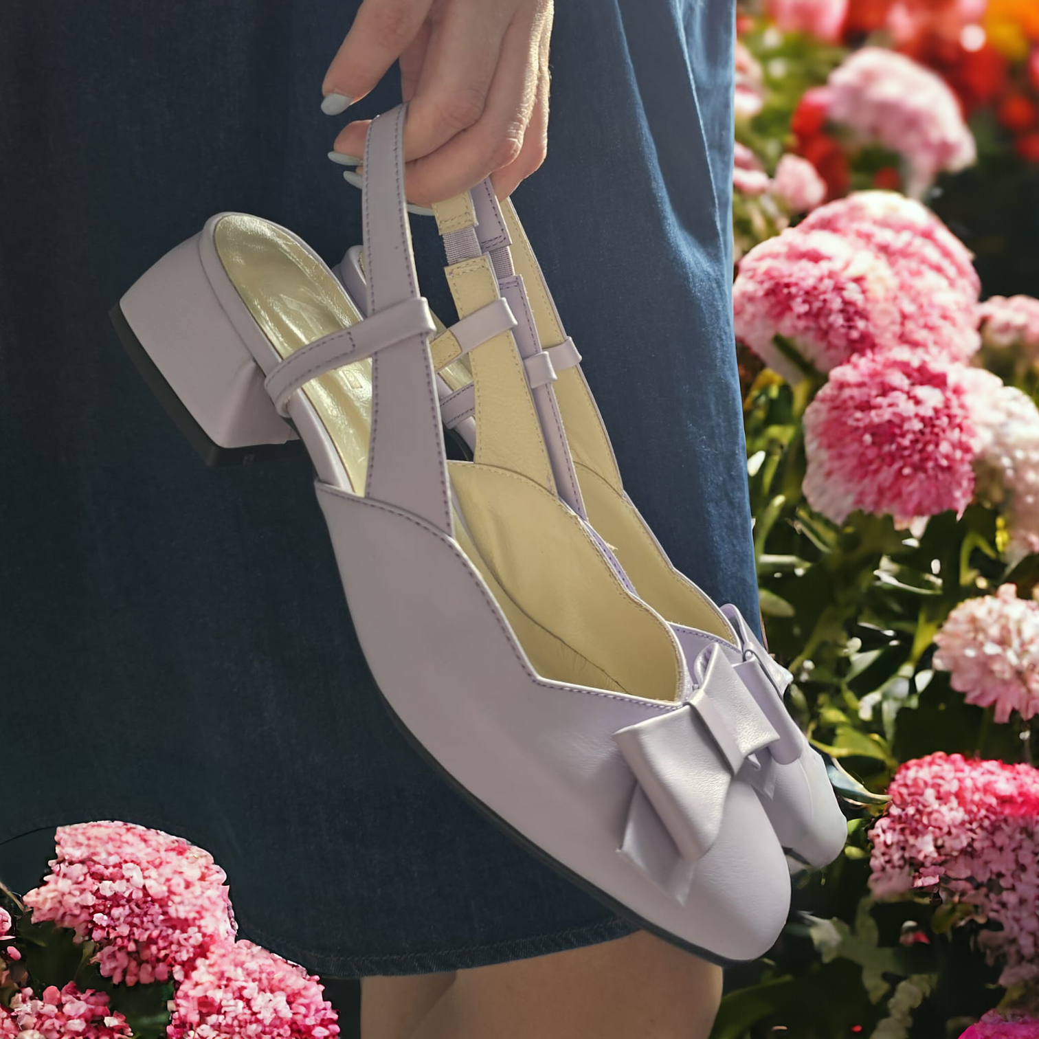 Pantofi CLARA lila din piele naturală - imagine 6