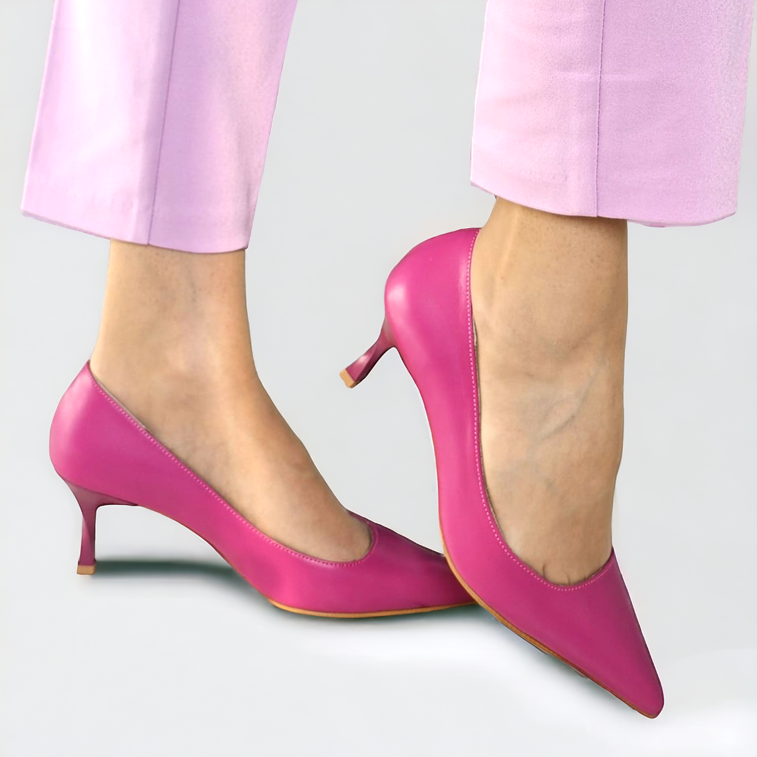 Pantofi CARMEN fuchsia din piele naturală - imagine 4