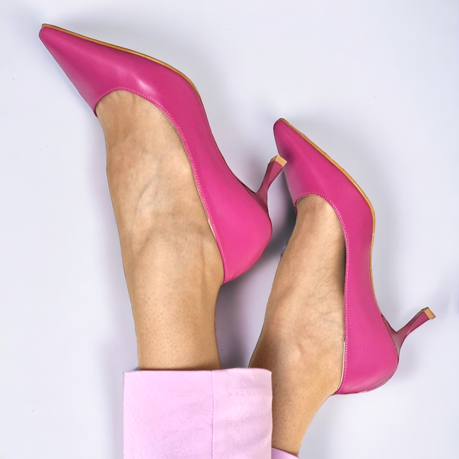 Pantofi CARMEN fuchsia din piele naturală - imagine 2