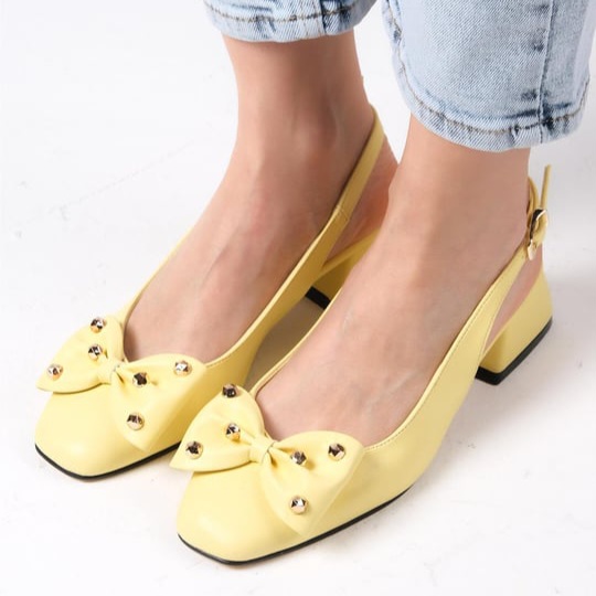 Pantofi LUIZA galbeni din piele naturală - imagine 2