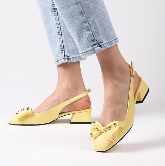 Pantofi LUIZA galbeni din piele naturală - imagine 3