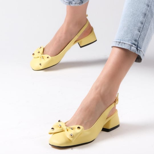 Pantofi LUIZA galbeni din piele naturală - imagine 4