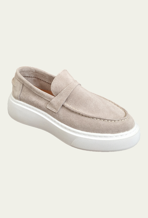 Mocasini AMALIA bej din piele întoarsă