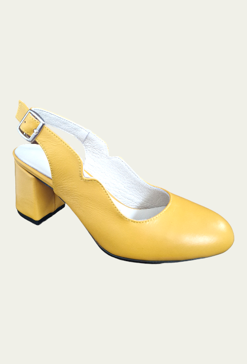 Pantofi ANCA galbeni din piele naturală