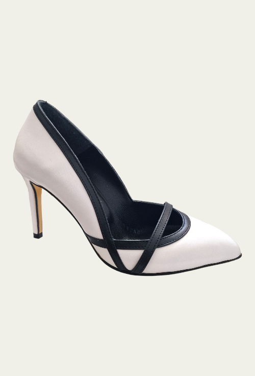 Pantofi LAURA albi din piele naturală