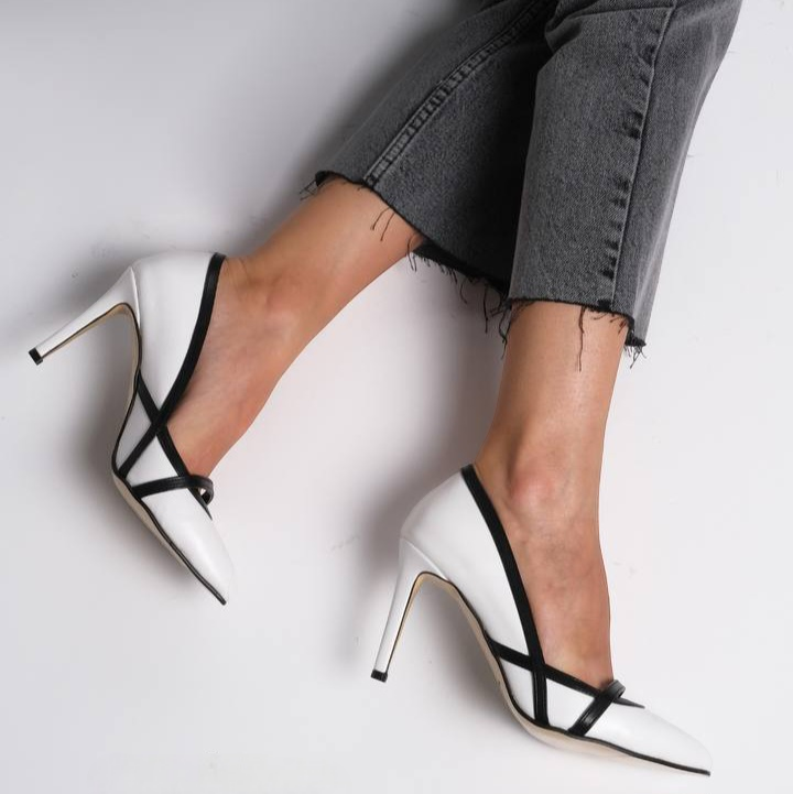 Pantofi LAURA albi din piele naturală - imagine 3