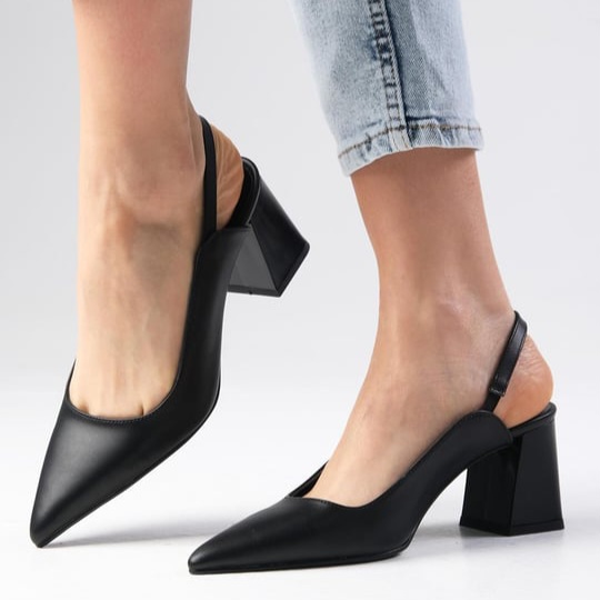 Pantofi ELIZA negri din piele naturală - imagine 2