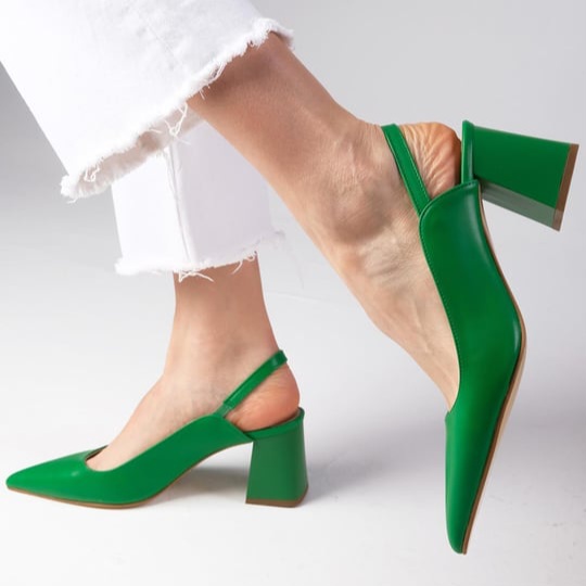 Pantofi ELIZA verzi din piele naturală - imagine 3