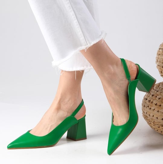 Pantofi ELIZA verzi din piele naturală - imagine 4