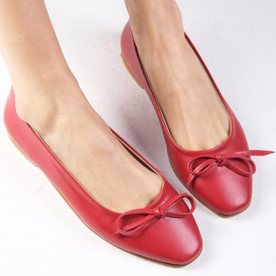 Balerini CAROLINA roșii din piele naturală - imagine 3