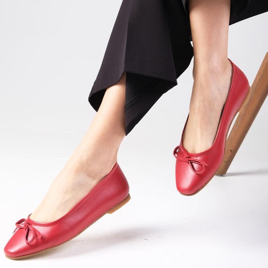 Balerini CAROLINA roșii din piele naturală - imagine 2