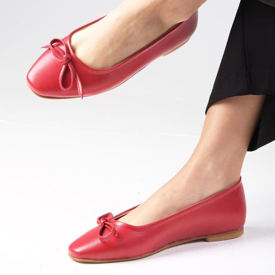 Balerini CAROLINA roșii din piele naturală - imagine 4