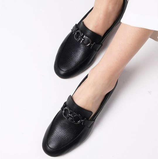 Mocasini AMIRA negri din piele naturală - imagine 2