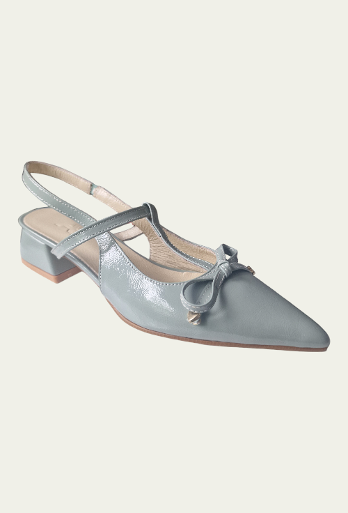 Pantofi DALILA verde-ou de rață din piele lăcuită