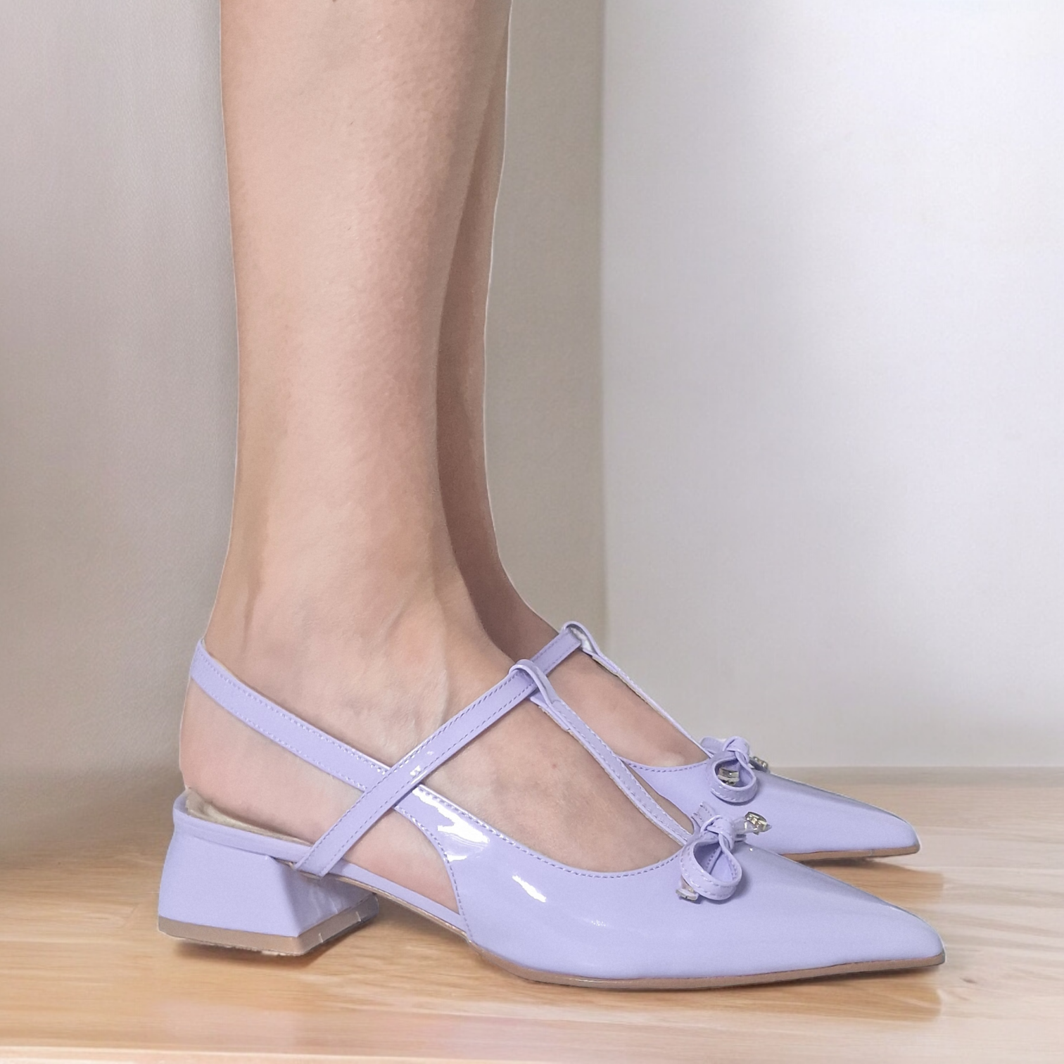 Pantofi DALILA lila din piele lăcuită - imagine 3