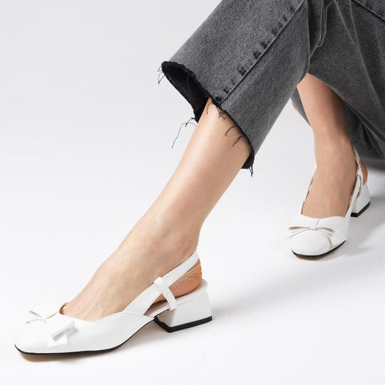 Pantofi CLARA albi din piele naturală - imagine 3