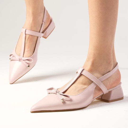 Pantofi DALILA roz din piele lăcuită - imagine 2