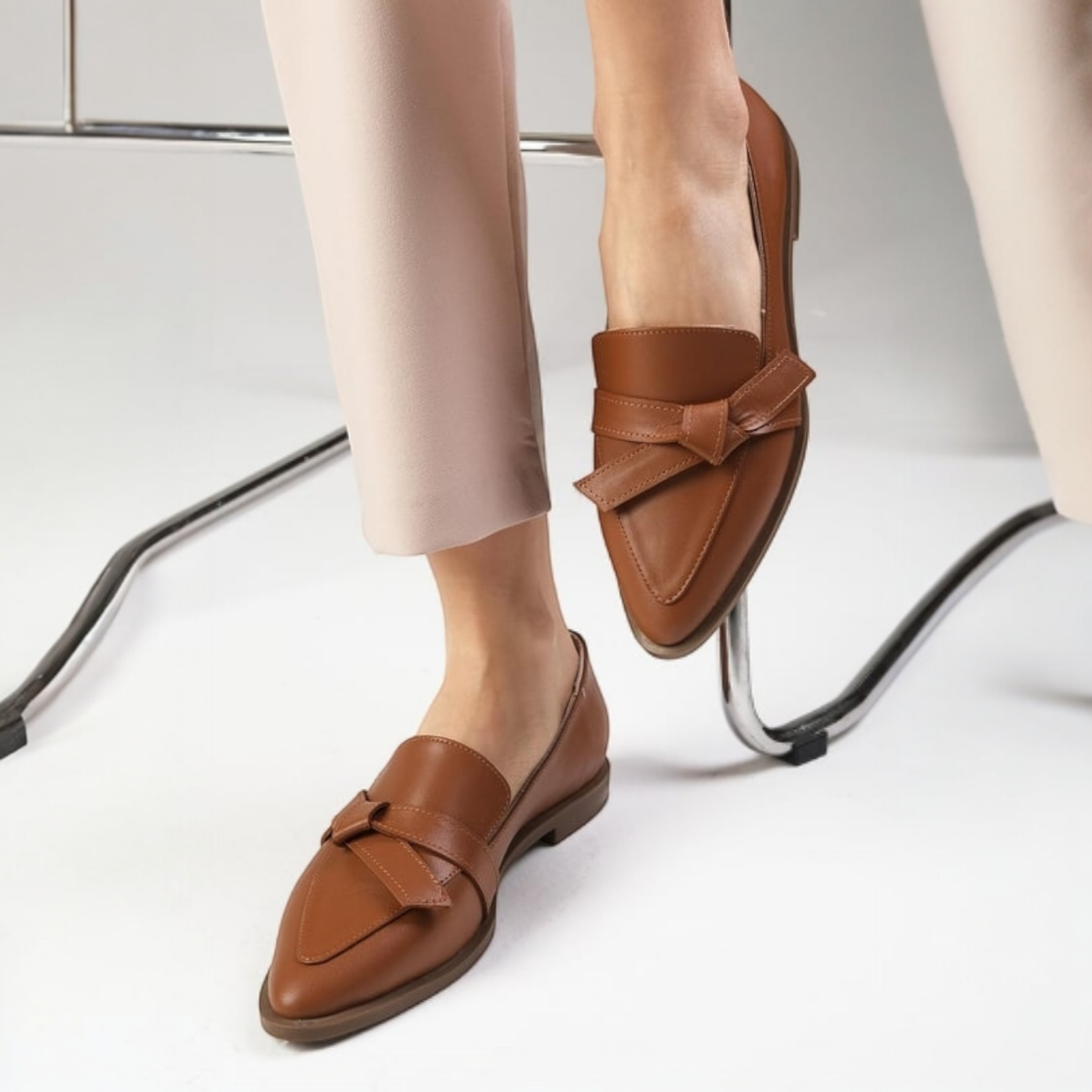 Mocasini OLENA maro din piele naturală - imagine 5