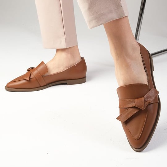 Mocasini OLENA maro din piele naturală