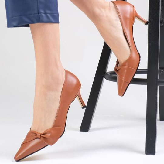 Pantofii ARIANA maro din piele naturală - imagine 6