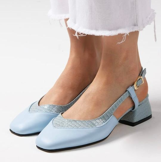 Pantofi GABRIELA albaștri din piele naturală - imagine 2