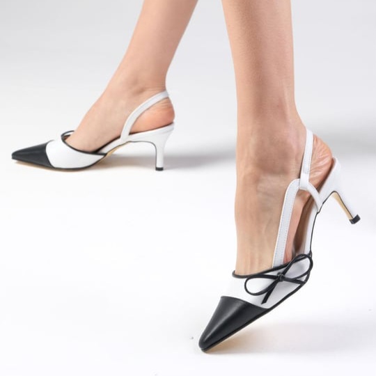 Pantofi CHARLOTTE din piele naturală alb&negru