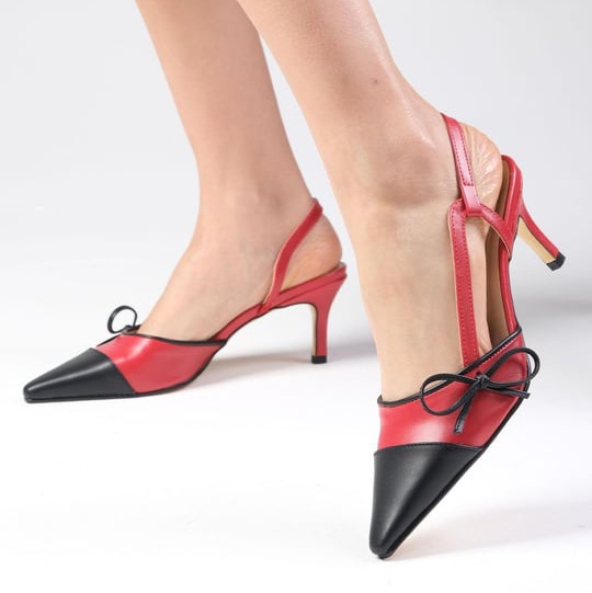 Pantofi CHARLOTTE din piele naturală roșu&negru - imagine 2