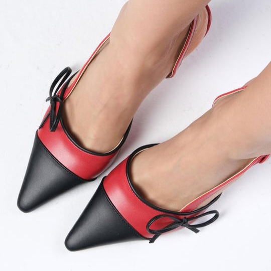 Pantofi CHARLOTTE din piele naturală roșu&negru - imagine 6