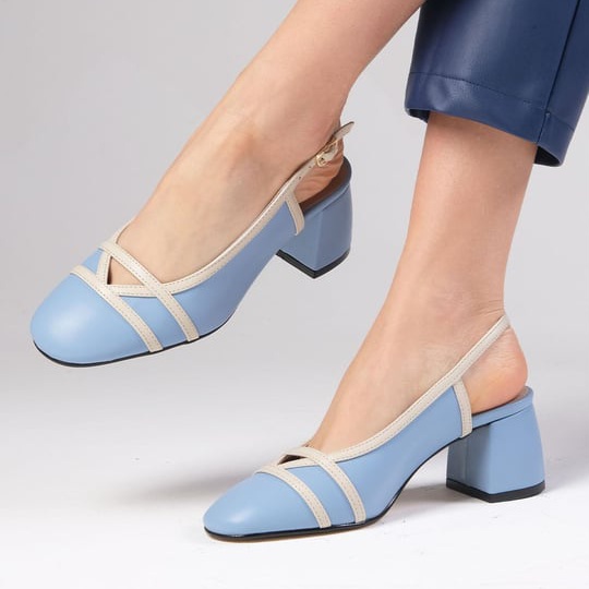 Pantofi ESTHER albaștri din piele naturală