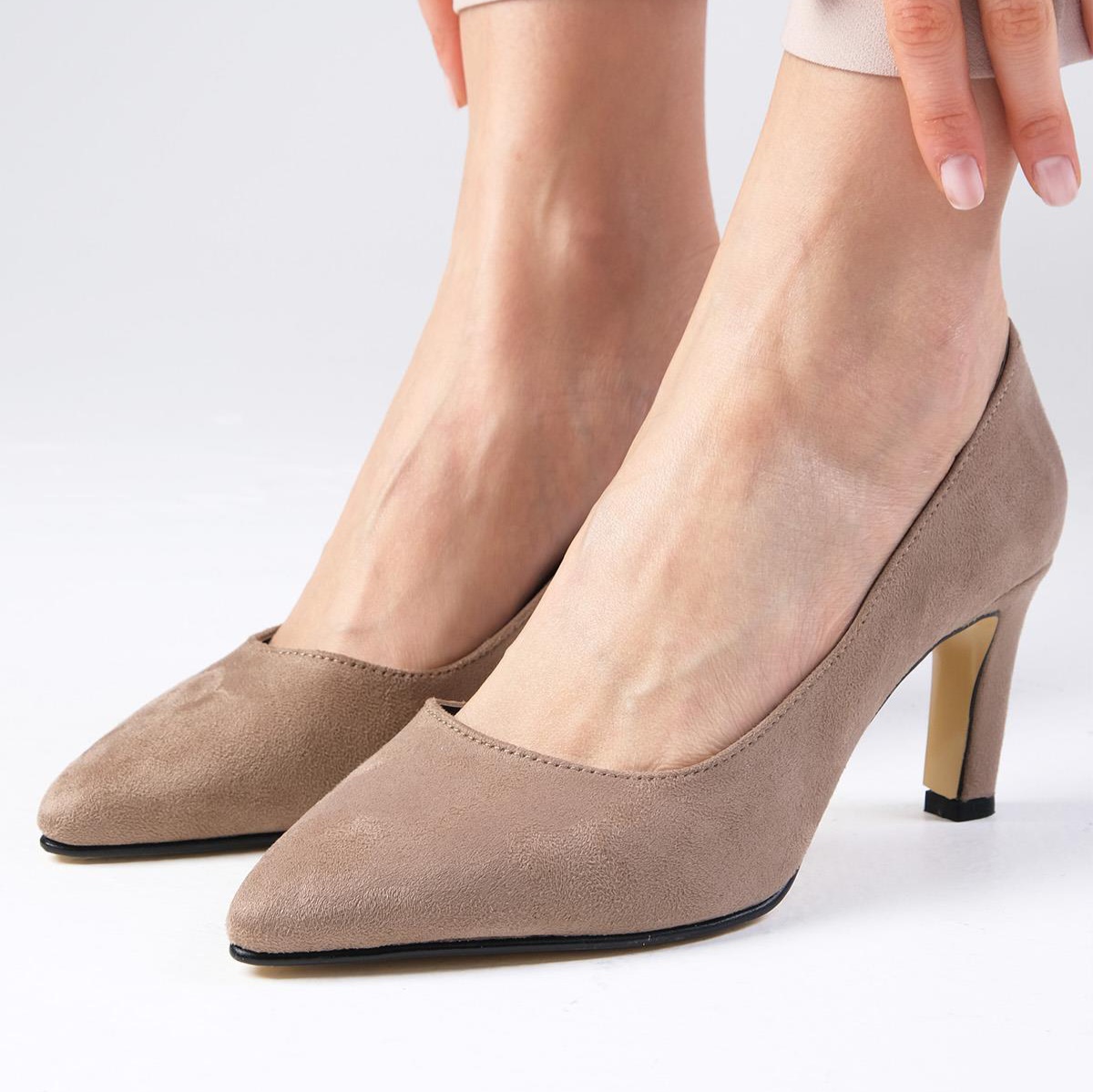 Pantofi ISABEL din piele întoarsă bej cappuccino