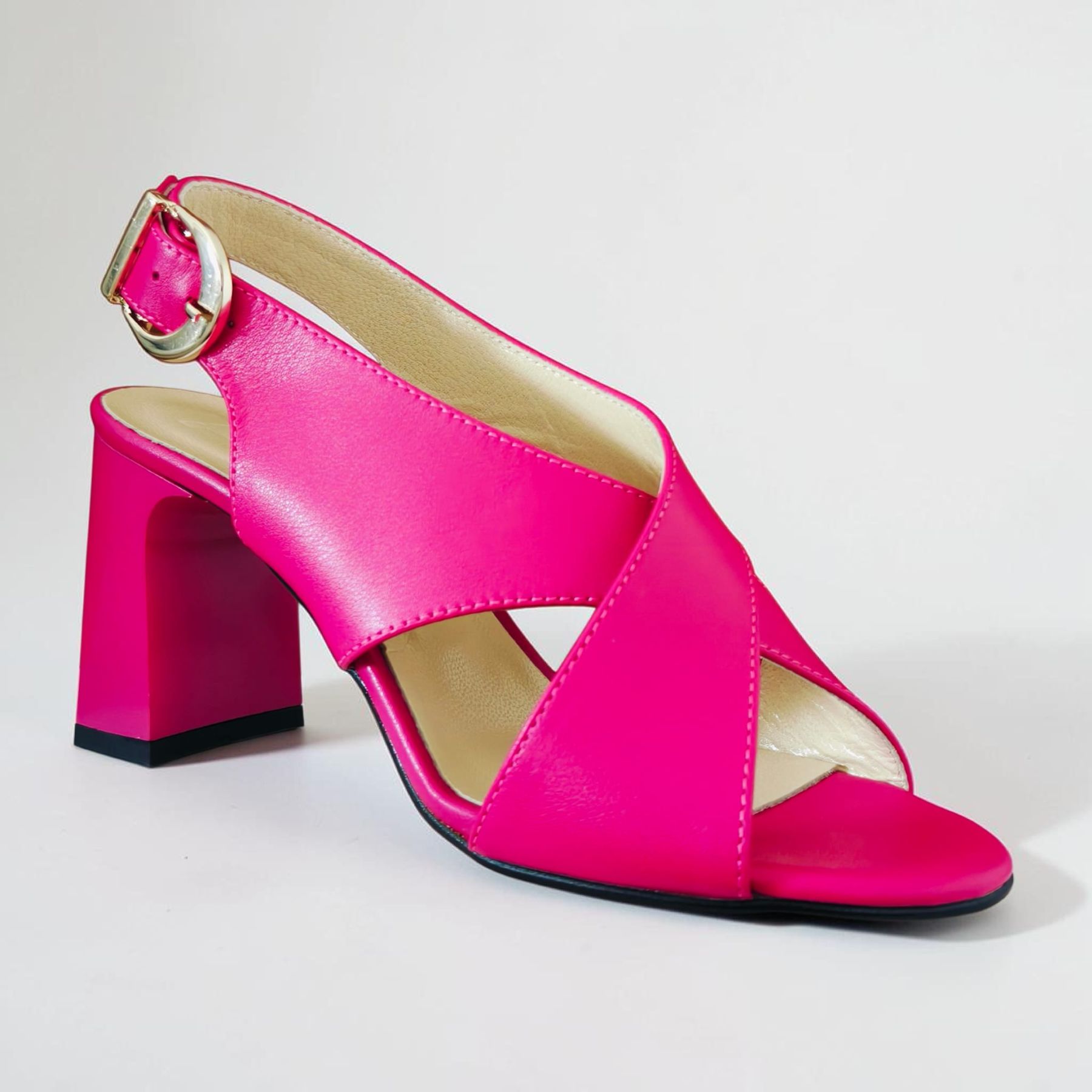 Sandale CRISTINA fuchsia din piele naturală