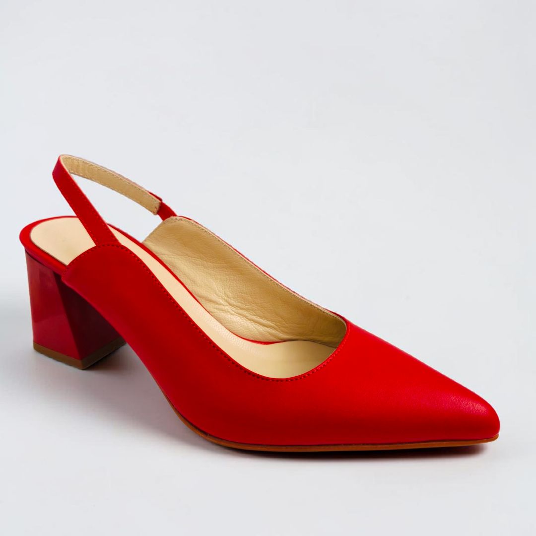 Pantofi ELIZA roșii din piele naturală